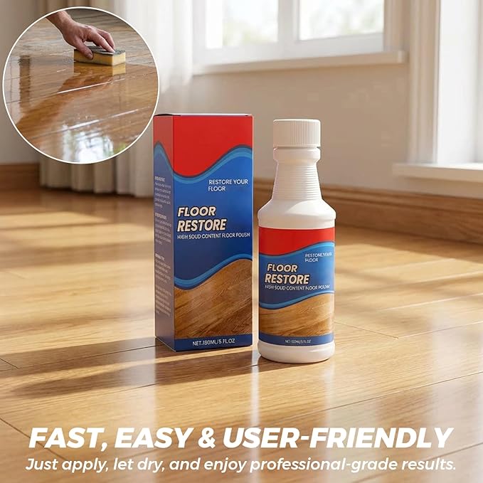 SakerPlus Floor Restore Cleaner, High-Solid Floor Polish for Shine Renewal & Protective Layer, Helps Reduce the Look of Small Scratches, Quick-Drying Clear Finish 5 fl oz (3-Pack)