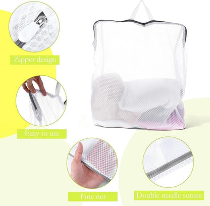 2Pcs Mesh Hanging Laundry Bags, Wash Bag for Delicates Mesh Laundry Bags for Dormitory, Travelling, College,Apartment, Camping, RV, Machine 15 X 12 Inch