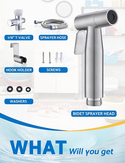 3 Packs BRITULIF Handheld Bidet Sprayer for Toilet, Hand Sprayer Bidet with Adjustable Jet Spray for Toilet Bidet Handheld Cloth Diaper Sprayer Set Muslim Shower for Bathroom