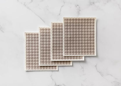 Martha Stewart Swedish Kitchen Absorbent Sponge Dish Cloths, Grey Gingham, 8 Count