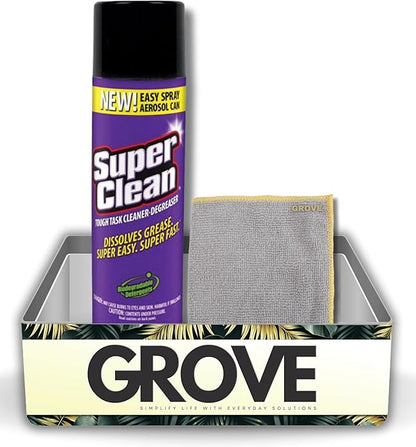 Super Clean Citrus Scent Cleaner and Degreaser Spray 17 oz Bundle with Microfiber Cloth - Heavy Duty Degreaser for Kitchen, Oil, Grime, and Dirt Removal - (2 Items)