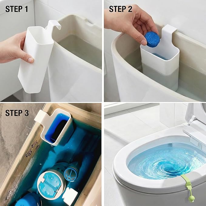 Toilet Tank Tablet Holder, Clip-On in-Tank Dispenser with Dual Clips, Helps Contain Tablet Residue and Extend Tablet Life, Reusable Toilet Tank Holder for Standard Toilets (1-Pack)