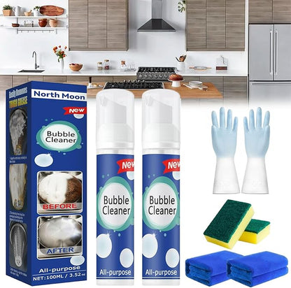 Highly Effective Oil Breakdown Foaming Spray, Bubble Cleaner Foam Spray, All-Purpose Rinse-Free Cleaning Spray for Kitchen, Oven, Stove, Grill (2Pcs-100ml)