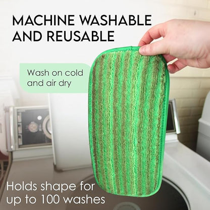 Turbo Mops Reusable Floor Mop Pads - Pack of 2, Machine Washable, 12-inch Microfiber Mop Refills - Compatible with Swiffer Wet Jet - Household Cleaning Tools