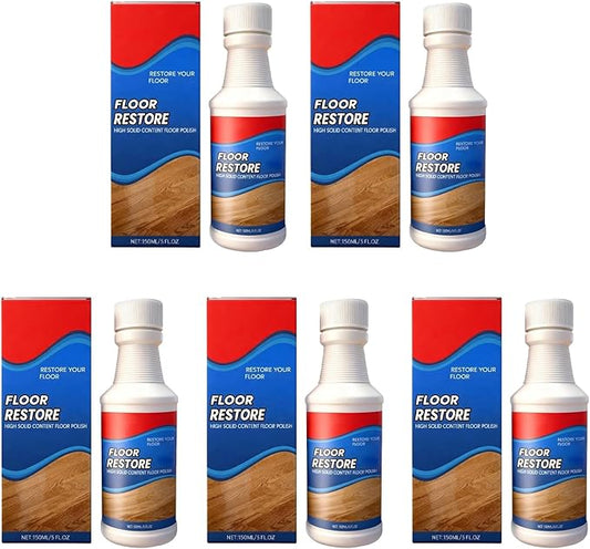 SakerPlus Floor Restore Cleaner, High-Solid Floor Polish for Shine Renewal & Protective Layer, Helps Reduce the Look of Small Scratches, Quick-Drying Clear Finish 5 fl oz (5-Pack)