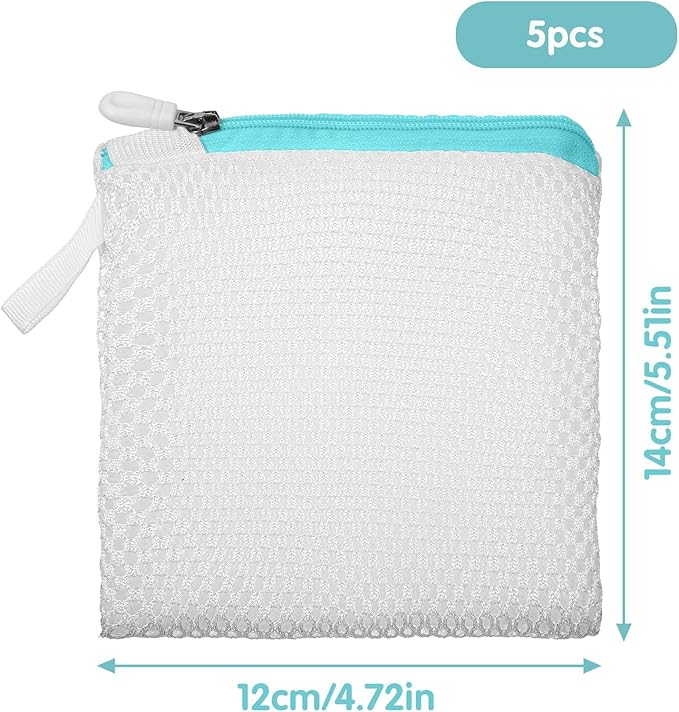 5 Pcs Small Mesh Laundry Bag Mini Lingerie Bags 5.5 x 4.7 Inch for Washing Delicates With Zipper for Socks, Bra, Underwear, Travel Clothing Storage