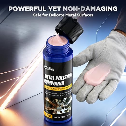 Metal Polishing Compound, WEICA Chrome Polish & Metal Restorer for Cars - Removes Rust, Oxidation & Tarnish from Aluminum, Brass, Stainless Steel - with Protective Coating