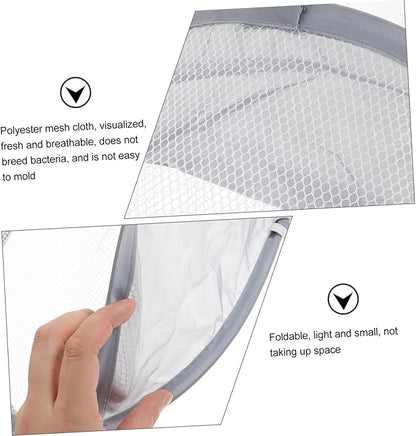 CHILDWEET 1pc Wall Hanging Laundry Bag Foldable Storage Basket for Bathroom Lightweight Organizer for Clothes Toys and Towels Gray
