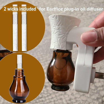 2 Scents Natural Essential Oil Refill and Wick Set (Happy Citrus, Dry Lavender) for DIY Plug-in Air Freshener w/Earffloz Fragrance Plug Oil Diffuser (2x20ml Essential Oil + 2 Wicks)