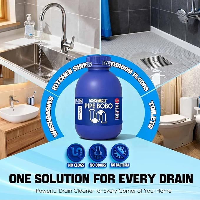 Sink and Drain Cleaner Powder - Drain Clog Remover, Pipe Bobo D-rain Cleaner for Kitchen Bathroom Tubs and Showers, Powerful Unclogging Improve Water Flow (1 Bottle, Fl Oz, 13.4)