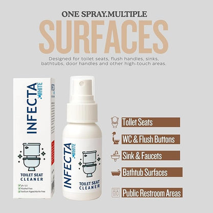INFECTA WHITE – Toilet Spray, Travel Size Multipurpose Cleaning Spray (50 ml), All Purpose Cleaner for Toilet Seats, Bathtub, Fresh Scent, Bathroom Essentials & Mini Travel Toiletries (Pack of 1)