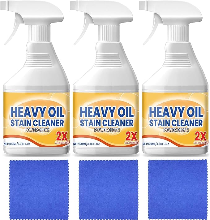 Kitchen Heavy Oil Cleaner Spray, 3.38 Oz All Purpose Kitchens Heavy Oil Cleaning Agent, Grease Remover, Multipurpose Kitchen Cleaner Spray for Stove, Oven, Dishwasher and Appliances (3PCS)