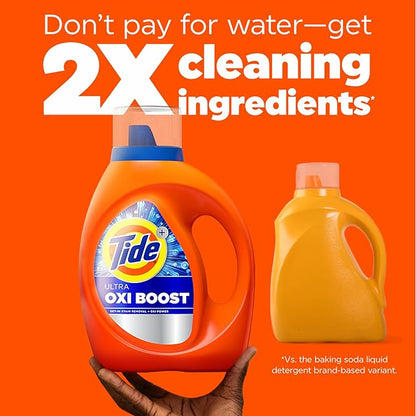 Tide Ultra Oxi Boost Liquid Laundry Detergent, 132 fl oz, 94 Loads, Advanced Stain Remover, Laundry Detergent Liquid with Extra Oxi Power