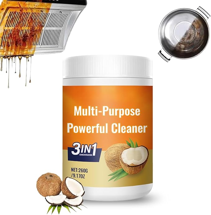 Multi-Purpose Powerful Cleaner, for Kitchen, 3 in 1 Coconut Oil Cleaning Paste, Multi-Purpose Stainless Coconut Oil Cleaning Paste for Oven & Stove Top