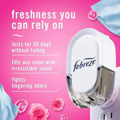 Febreze Plug-In Air Freshener, Odor-Fighting Scented Oil Refill, Air Fresheners for Home, Bathroom and Kitchen, Long Lasting, Downy April Fresh Scent, Cranberry, 0.87oz Refills, 3 Count
