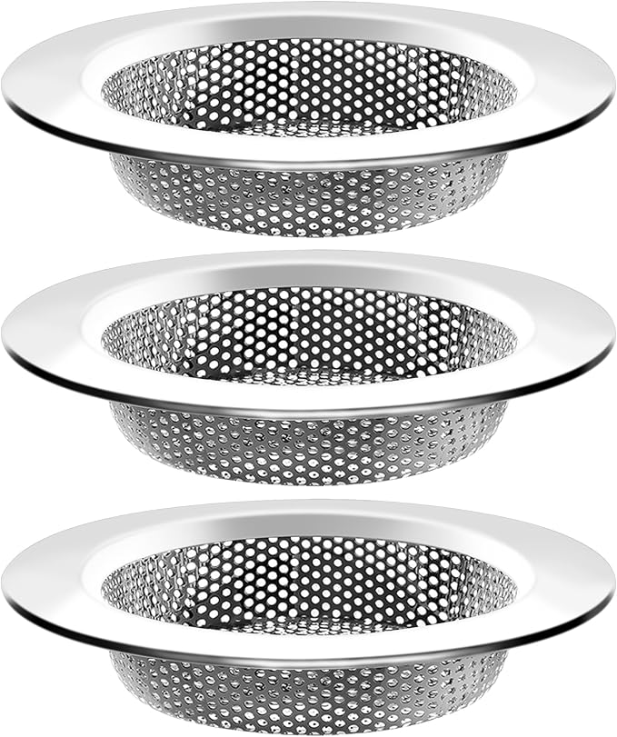 3PCS - Windran Kitchen Sink Drain Strainer, Upgraded Double-Layer Safe Design for Most Kitchen Sink Drain Basket, (4.3 Inch)