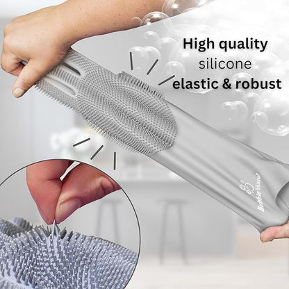Dog Washing Gloves with Bristle Scrubbers, Reusable Silicone Gloves Ideal for Pet Bathing, Massaging & Grooming (Gray)