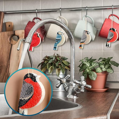 8 Pcs Christmas Sponges Dish Sponges, Cute Kitchen Scrub Sponge, Dual-Sided Dishwashing Sponge Reusable Cleaning for Kitchen Dishes Furniture(Bird)