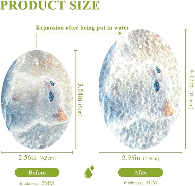 Cute Cat Kitchen Scrub Sponges, Pop-up Kitchen Cleaning Sponges Reusable Dish Washing Sponges for Bathroom Household Cleaning 3 Pack - Non Scratch Scrubber