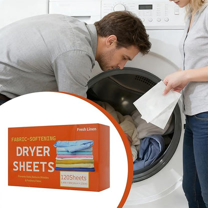 Premium Fabric Softener Sheets - 120 Pieces Scented Clothes Washing Sheets | Fresh Softening Tablets for Dryer Apartment Washer, Fragrant Laundry Supplies, for Dormitory Home