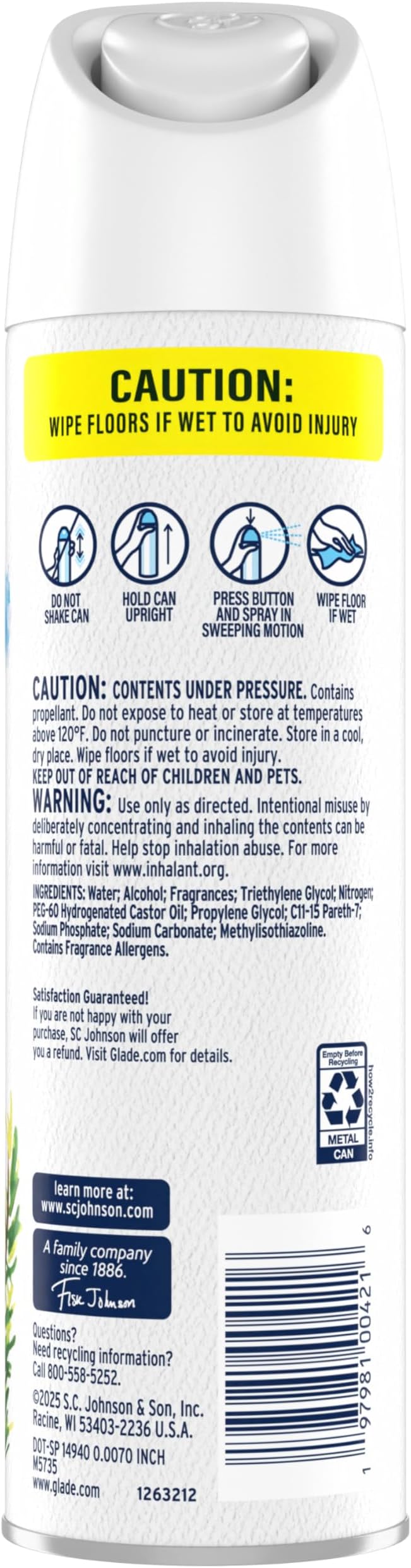 Glade Air Freshener Room Spray, Sea Birch Scent, Odor Fighting to Deliver Long Lasting Freshness, 7.3 Oz, 6 Count