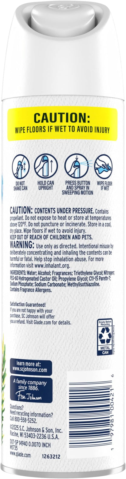 Glade Air Freshener Room Spray, Sea Birch Scent, Odor Fighting to Deliver Long Lasting Freshness, 7.3 Oz, 6 Count