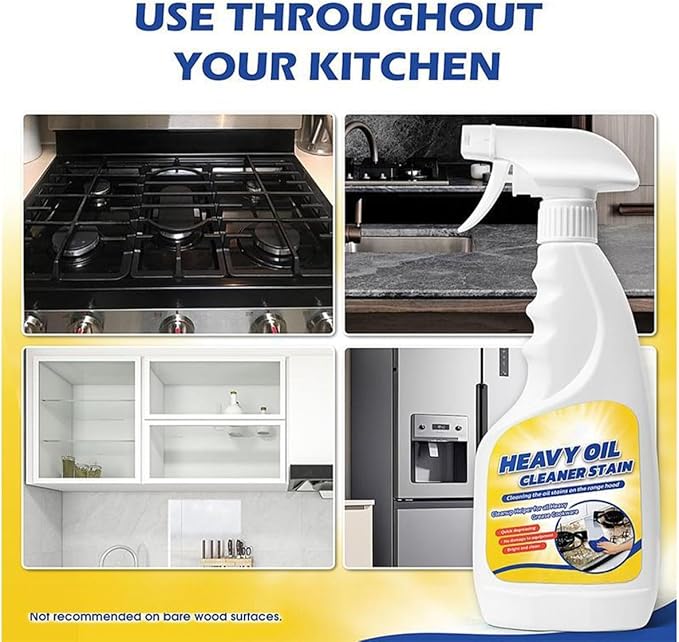 Heavy Duty Kitchen Degreaser Spray, Powerful Grease Oil Cleaner Stain Remover for Ovens, Stovetops, Grills & Cookware (2PCS)