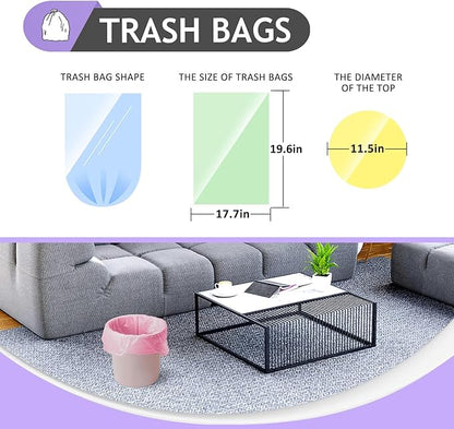 Teivio Small Trash Bags 4 Gallon 160 Counts Clear Colorful Garbage Bags, Bathroom Trash Can Bin Liners, Plastic Bags for home office kitchen, fit 12-15 Liter, 3,3.5,4.5 Gal, Colorful
