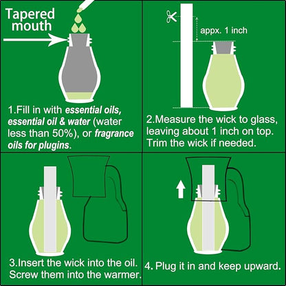 Blank Plug in Air Freshener,2-Set Wall Plug Oil Diffuser for DIY Characteristic Home Scent from Natural Essential Oil, EO+Water, Fragrance Refill (2 Polarized Plug+2 Glass+2 Wick)
