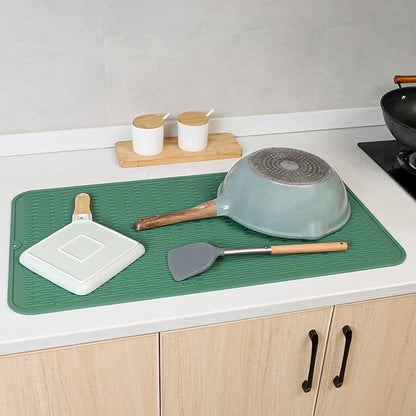 MicoYang Silicone Dish Drying Mat for Multiple Usage,Easy clean,Eco-friendly,Heat-resistant Silicone Mat for Kitchen Counter or Sink,Refrigerator or Drawer Liner Green 4XL 32 inches x 18 inches