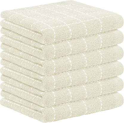 Nialnant 6 Pack Dish Cloths for Washing Dishes, 100% Cotton Reusable Cleaning Rag,Ultra Soft Absorbent, Quick Drying Dish Towels for Kitchen,12x12 Inches Beige