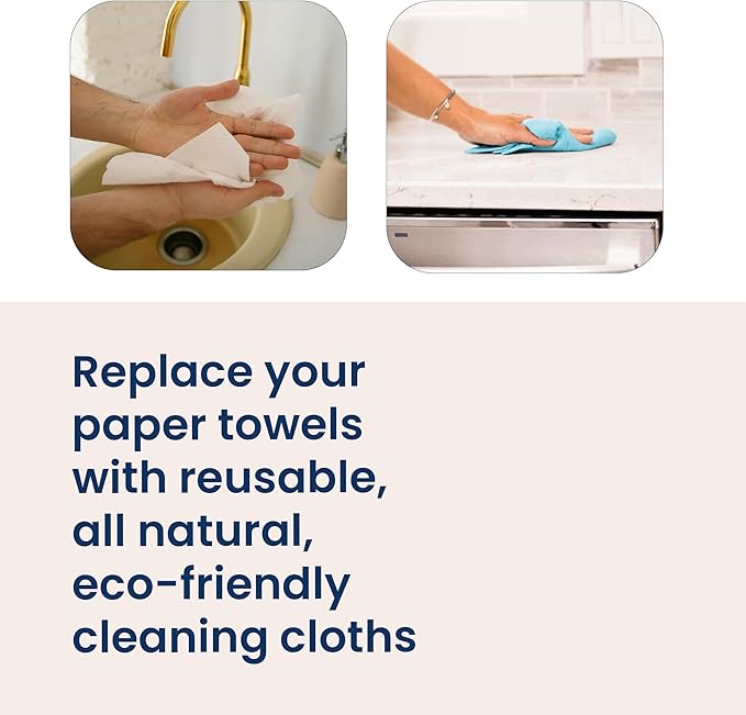 Truly Free Reusable Cleaning Cloth, 2 Pack - Multipurpose Super Absorbent, Reusable, Durable, Washable Kitchen Towels, Cleaning Rags, Cloth Wipes, Wash Rags, Car Wipes Cleaning Supplies, 14x10”