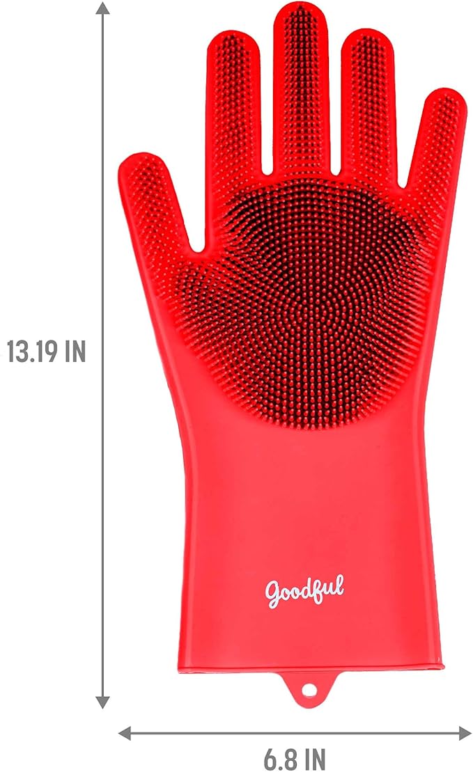 Goodful Silicone Kitchen Rubber Gloves, Oversized, Reusable, Waterproof