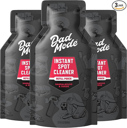 DadMode Instant Fabric Spot Cleaner | 1000 Stain Treatments | Fastest Clothing Spill Remover | 3-Pack Refill | Quick Spray & Wipe | Multi-Surface for Clothes, Carpet & Upholstery | Sandalwood & Suede