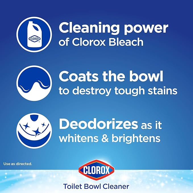 Clorox Toilet Bowl Liquid Disinfecting Cleaner with Clinging Bleach Gel, Remove Mildew and Mold, Fresh Scent, 24 Ounces