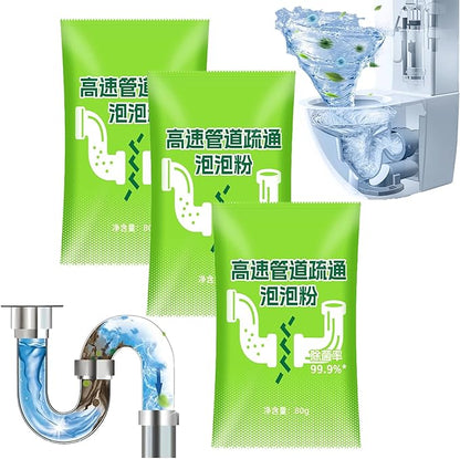 Wild Tornado Sink and Drain Cleaner, Wild Sink and Drain Cleaner Powder, Fast Foaming for Kitchen/Bathroom/Toilet Pipeline Quick Cleaning Tool (3PCS)