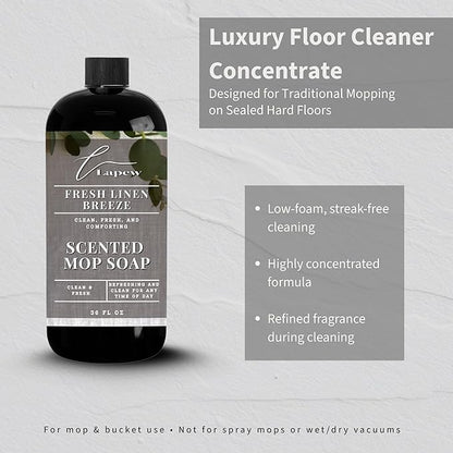 Lapew Fresh Linen Scented Mop Soap - Luxury Floor Cleaner Concentrate for Mopping Tile, Laminate, Vinyl & Hardwood | Streak-Free, Low-Foam | 36 oz