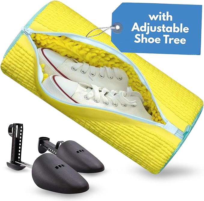 Shoe Washing Machine Bag for Washer & Dryer - 2 Pack Laundry Shoe Bag for Washing Machine - Sneaker Washing Machine Bag with Zipper - Reusable Shoe Laundry Bag for Tennis Shoes & Trainers - Yellow