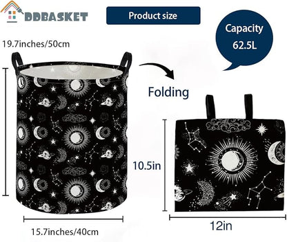 Kids Laundry Basket Star Hamper for Nursery Hamper Cute Kids Storage Bin Room Decor for Home(Black)
