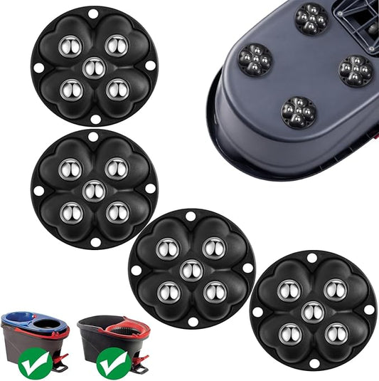 4 PCS Caster Wheels 360° Rollers Compatible with Ocedar Bucket,Self Adhesive Rollers for Mop Bucket,Kitchen Small Appliances,Trash Can,Black Color