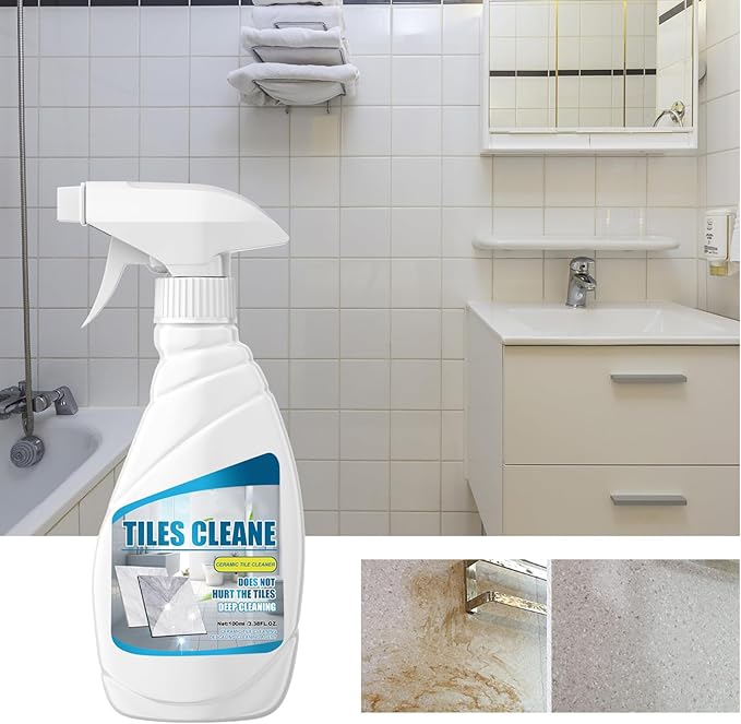porcelain Tile Cleaner heavy duty, ceramic tile floor cleaner Spray,Powerful Removes Bathroom showe Tile Floor Granite Marble Kitchen Dirt Tile and Grout Cleane,Lemony 3.38 FLOZ