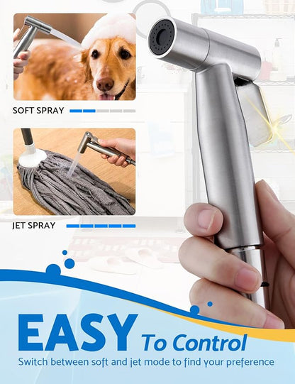 2 Packs BRITULIF Bidet Sprayer for Toilet, Hand Sprayer with Adjustable Jet Spray for Toilet Handheld Bidet Cloth Diaper Sprayer Set Muslim Shower Bidet Handheld-Easy to Install