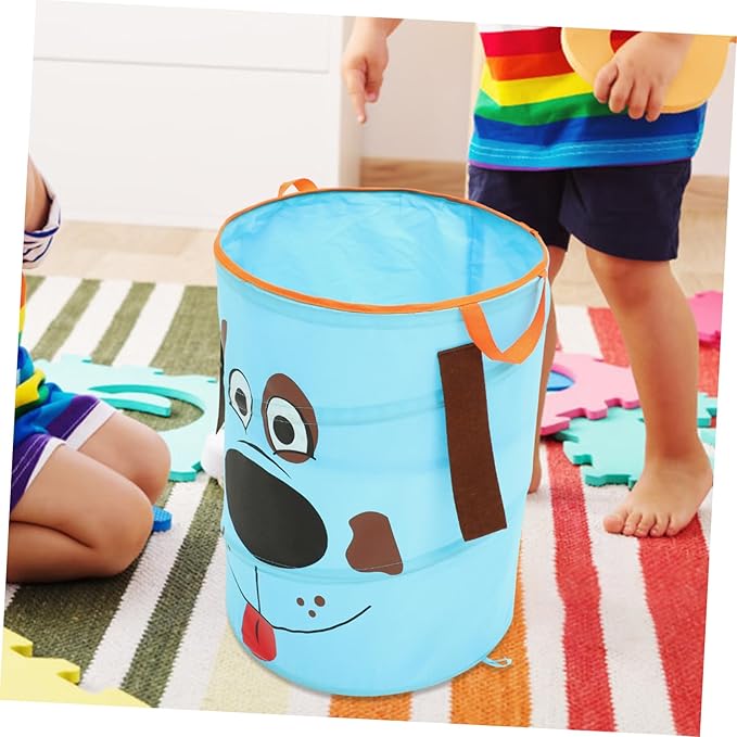 Cabilock 1Pc Nordic Style Foldable Fabric Storage Bucket with Handles Portable Laundry Hamper for Clothes and Toys Large Capacity Organizer for Dormitory Bedroom Nursery Light Blue