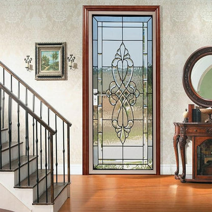 A.Monamour 3D Door Stickers for Interior Doors Stained Glass Front Door Vinyl Waterproof Self Adhesive Door Mural Decals for Bedroom Office Bathroom 90x200cm