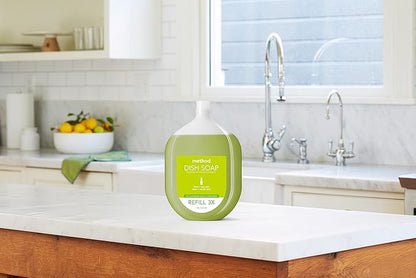 Method Gel Dish Soap Refill, Lime + Sea Salt Scent, Powerful Cleaning Formula, Large Refill Tub, Cuts Through Grease, 54 Fl Oz (Pack of 4)