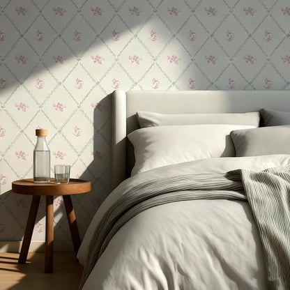 GloryTik Vintage Floral Wallpaper Peel and Stick, Removable Pink Flowers Contact Paper, Self Adhesive Wall Paper for Bedroom Living Room Cabinets Bedroom Vinyl Rolls (17.3" x 78.7")