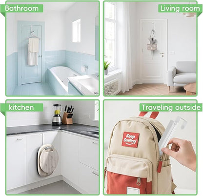 Over The Door Hooks, Extended Over The Door Clothes Hanger with 11 Ridges,Space-Saving Over The Door Drying Rack,Over the Door Hangers for Clothes,Larger Capacity Over The Door Hanger.