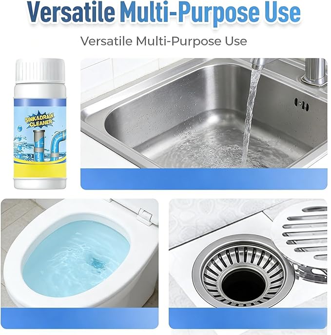 2026 New Sink Drain Cleaner, Wild Sink and Drain Cleaner, Powerful Pipe Dredging Agent for Kitchen Toilet Sink Plumbing (3pcs)