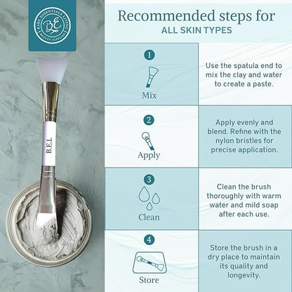 Bare Essentials Living Clay Face Mask Brush (3 Pack, White) Dual Soft Silicone Face Mask Applicator Brush Tool, Great Facial Essentials, Moisturizer Applicator & Skincare Brush for Facials