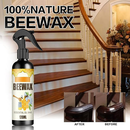 Beeswax Spray Cleaner with Sponge & Towel for Wood Furniture, Natural Beeswax Care For Wood Floors, Furniture, Tables, Cabinets (Lemon)